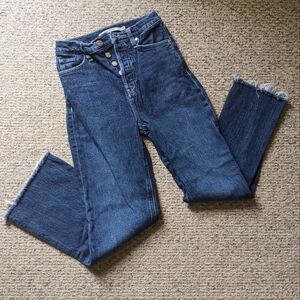 Hudson Faye Frayed Jeans High Waist Button Fly Sz 25